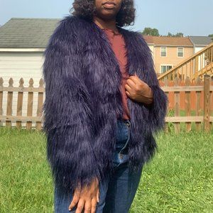Ladakh x Urban Outfitters Navy Faux Fur Coat
